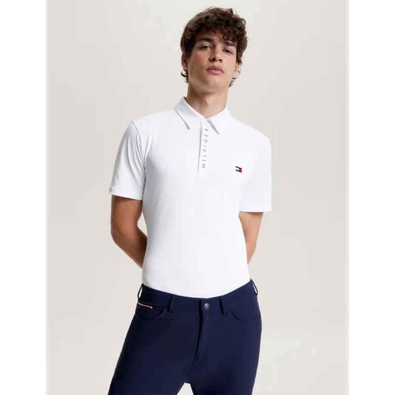 Tommy Hilfiger Men's Harlem Short Sleeve Logo Polo Shirt - Optic White-5