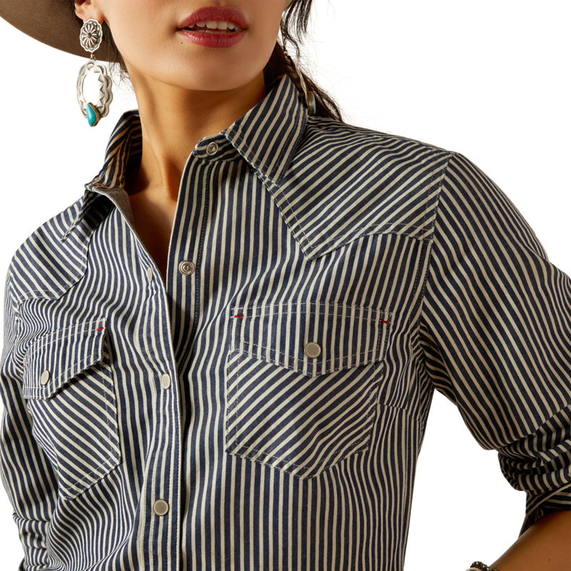 Ariat Women's Railroad Stripe Shirt - Indigo Stripe-2