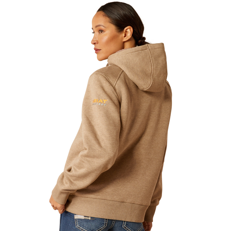 Ariat Women's Rebar All-Weather Sherpa Full Zip Hoodie - Oatmeal Heather-1