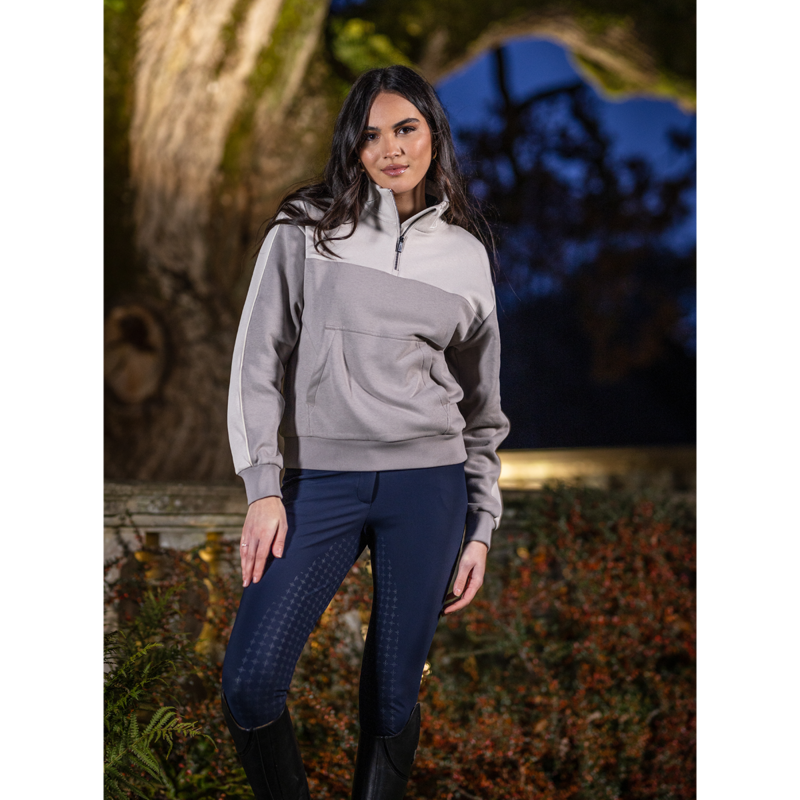 LeMieux Ladies Kali Quarter Zip Sweat - Ash/Stone-5