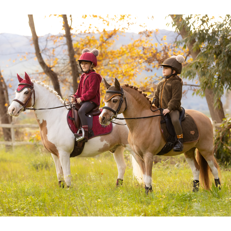 LeMieux Mini Double Pom Hat Silk - Ember-3