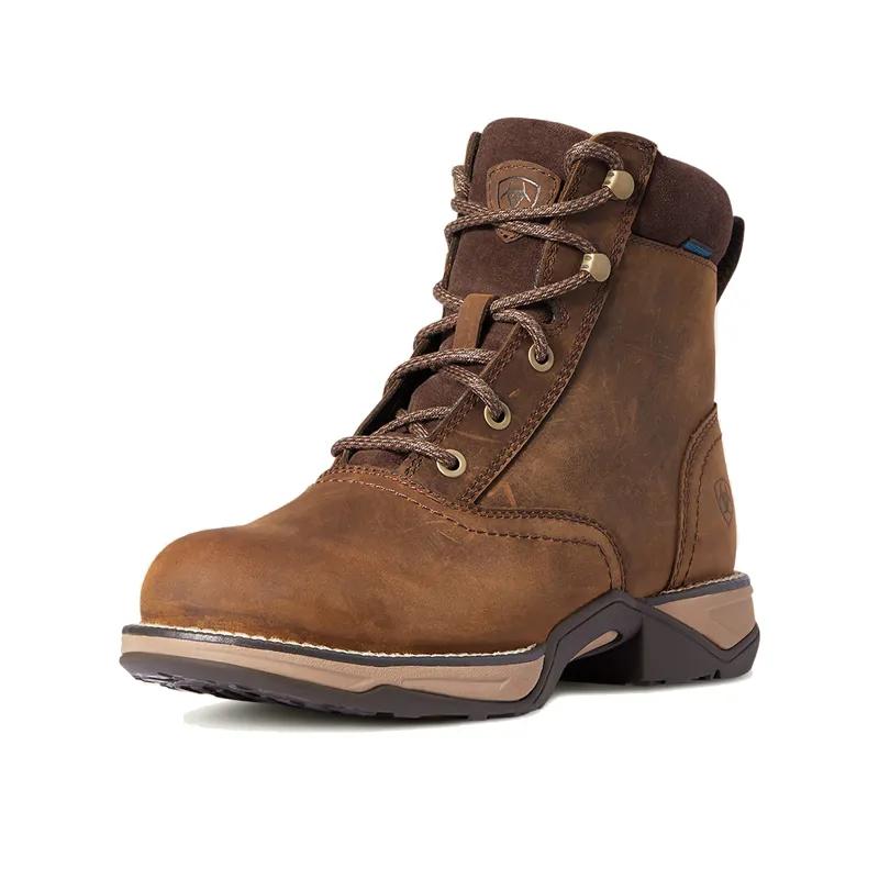 Ariat Women's Anthem Round Toe Lacer Waterproof Boot - Distressed Brown