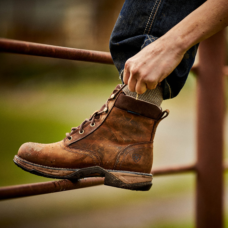 Ariat Women's Anthem Round Toe Lacer Waterproof Boot - Distressed Brown-6