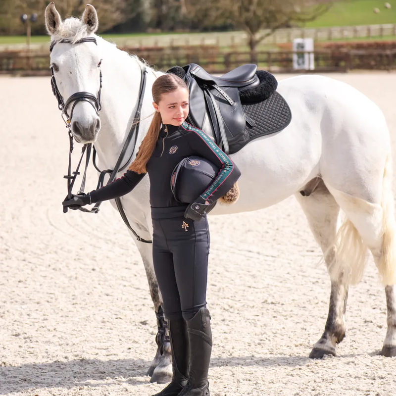 Aubrion Team Winter Riding Tights - Young Rider - Black-3