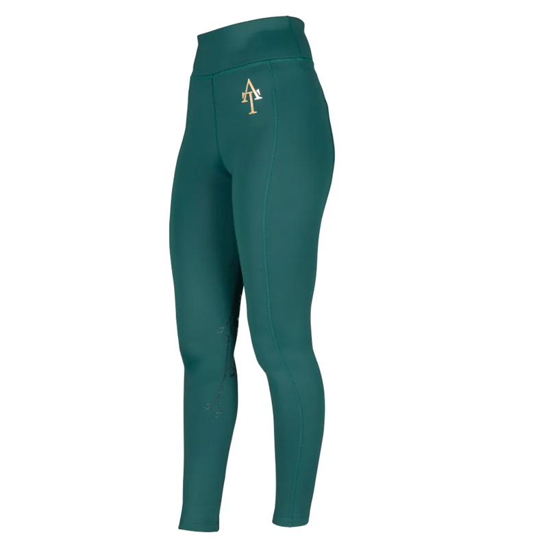 Aubrion Team Winter Riding Tights - Young Rider - Green-1