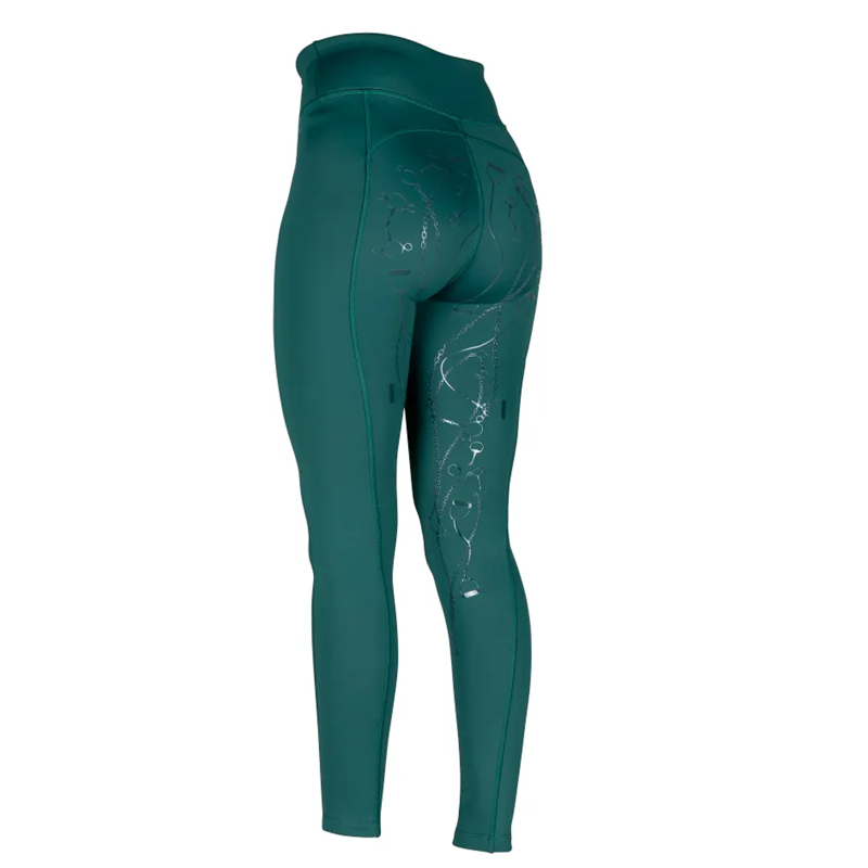 Aubrion Team Winter Riding Tights - Young Rider - Green-2