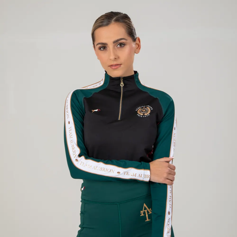 Shires Aubrion Team Long Sleeve Base Layer - Green-1