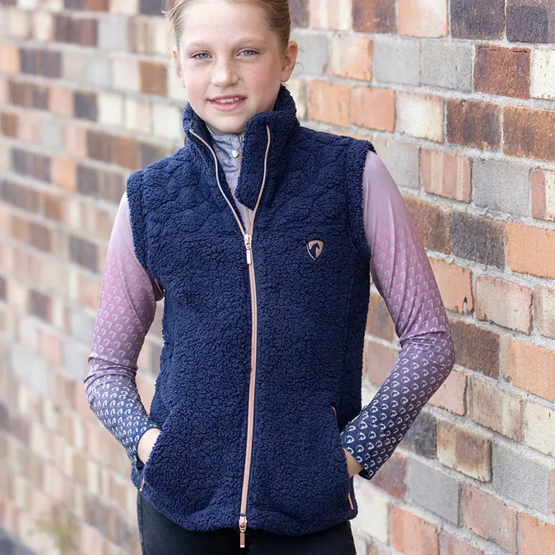 Hy Equestrian Elevate Mizs Teddy Fleece Gilet - Navy