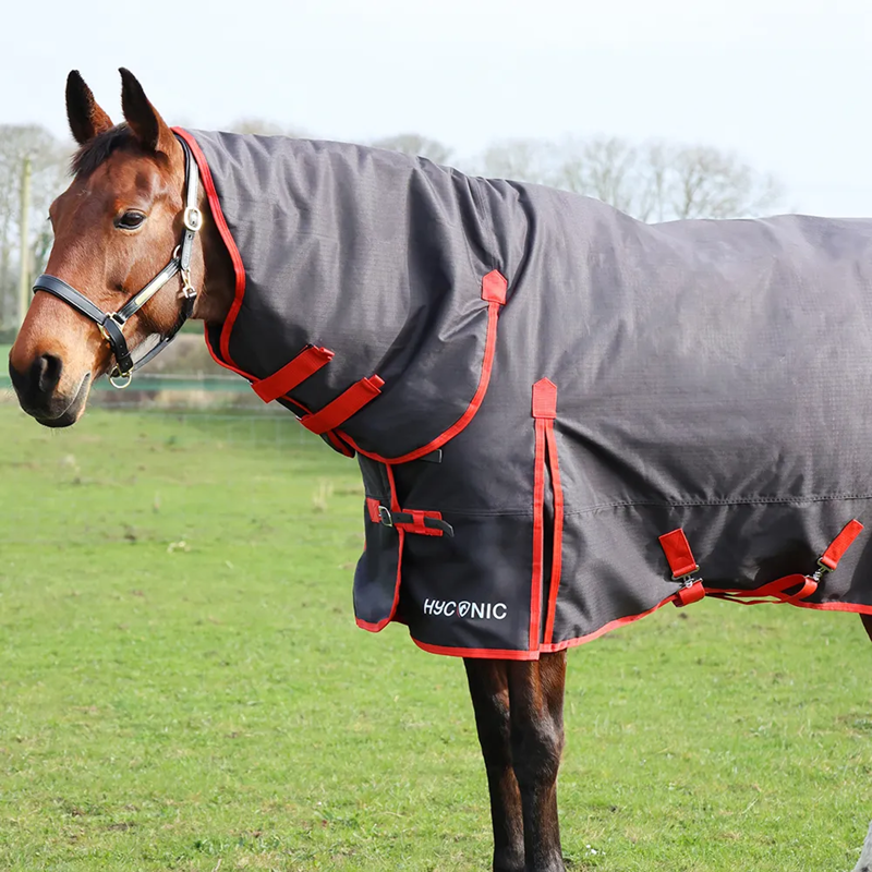 HyCONIC 200g Combi Turnout Rug - Charcoal/Red-1