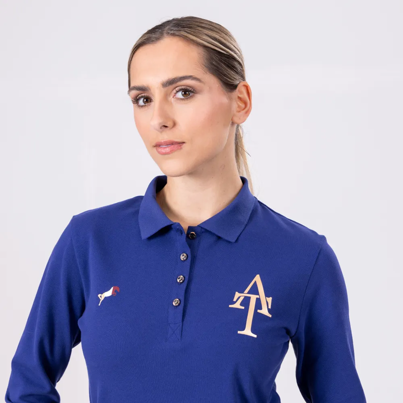 Shires Aubrion Team Long Sleeve Polo Shirt - Navy-3