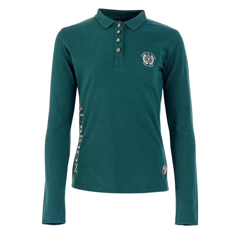 Shires Aubrion Team Long Sleeve Polo Shirt - Green