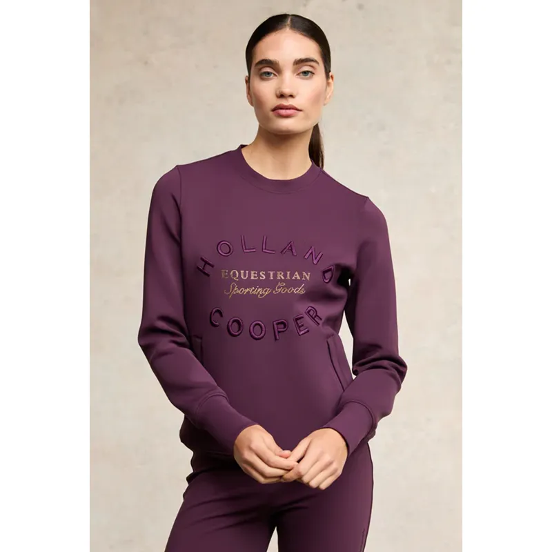 Holland Cooper Crystal Crew Neck Sweat - Aubergine