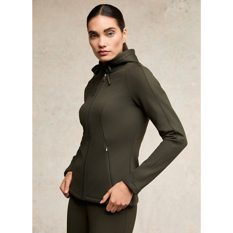 Holland Cooper Crystal Zip Hoodie - Dark Olive-1