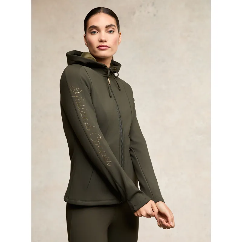 Holland Cooper Crystal Zip Hoodie - Dark Olive