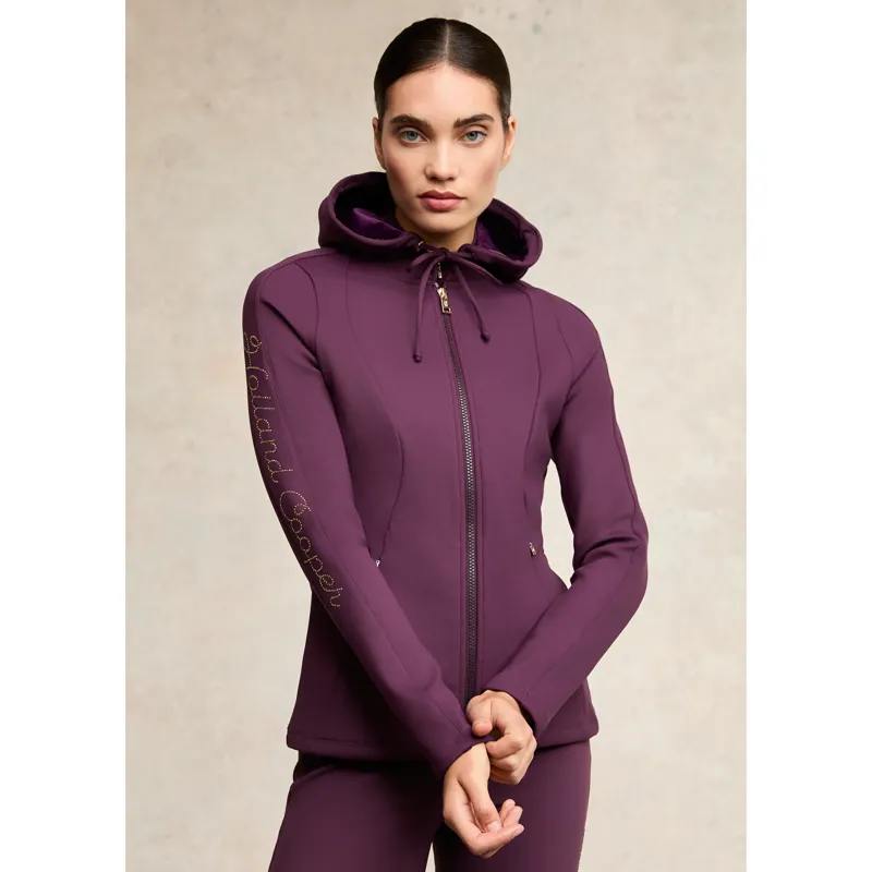 Holland Cooper Crystal Zip Hoodie - Aubergine