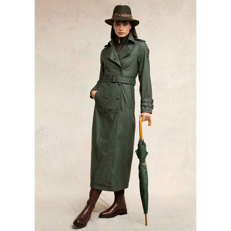 Holland Cooper Kendall Waterproof Full Length Trench - Evergreen-1