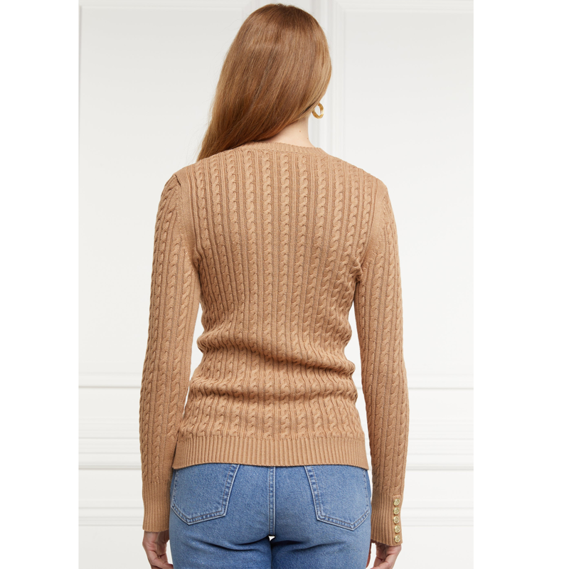 Holland Cooper Seattle Cable Crew Knit - Dark Camel-2