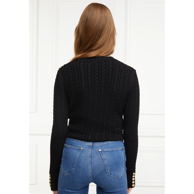 Holland Cooper Seattle Cable Crew Knit - Black-3