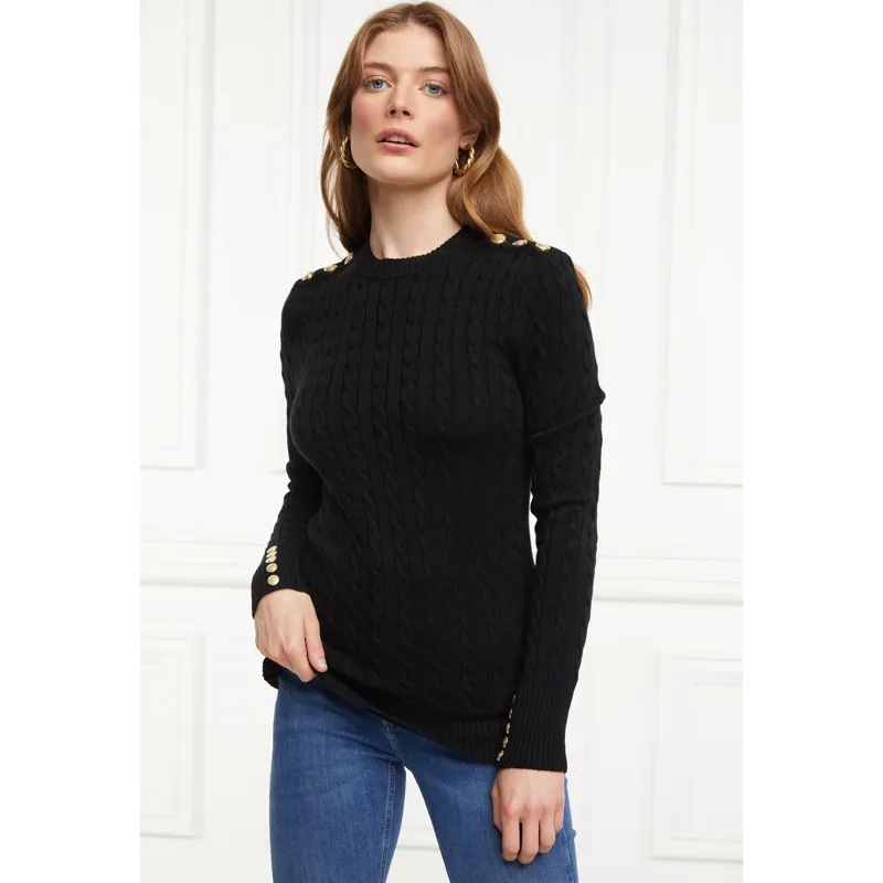 Holland Cooper Seattle Cable Crew Knit - Black