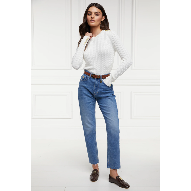 Holland Cooper Seattle Cable Crew Knit - White-3