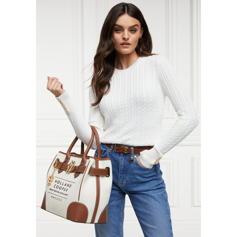 Holland Cooper Seattle Cable Crew Knit - White-2