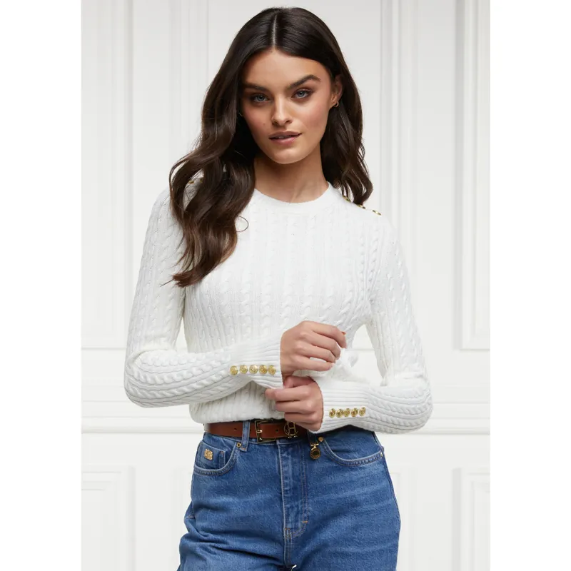Holland Cooper Seattle Cable Crew Knit - White