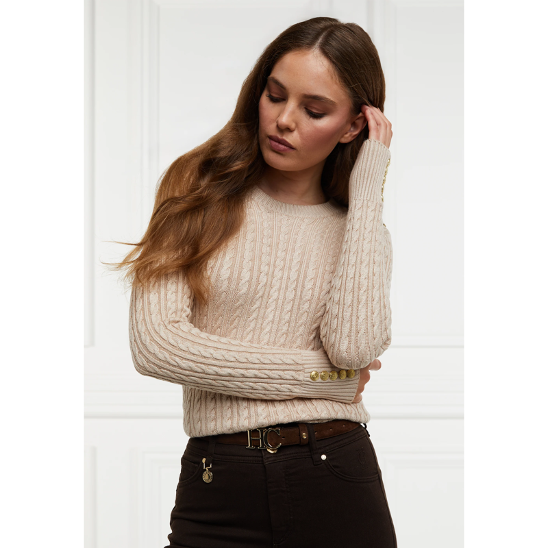 Holland Cooper Seattle Cable Crew Knit - Oatmeal-2