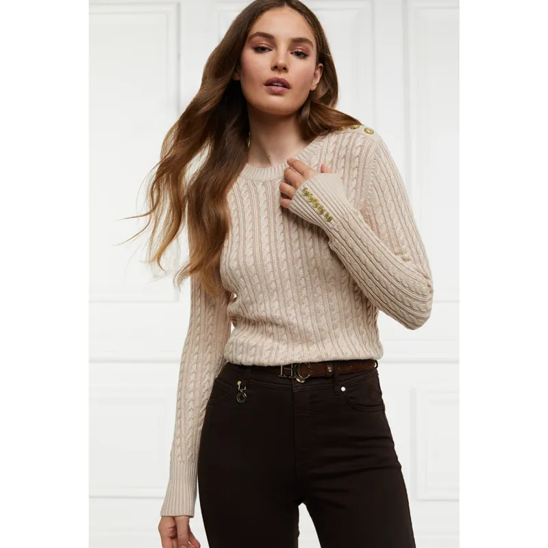 Holland Cooper Seattle Cable Crew Knit - Oatmeal