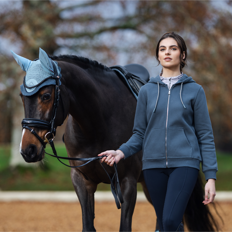 LeMieux Ladies Elle Zip Through Hoodie - Petrol-5