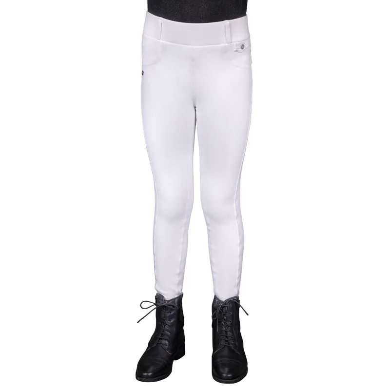 QHP Riding Tights Winter Juliet Junior Full Grip - White
