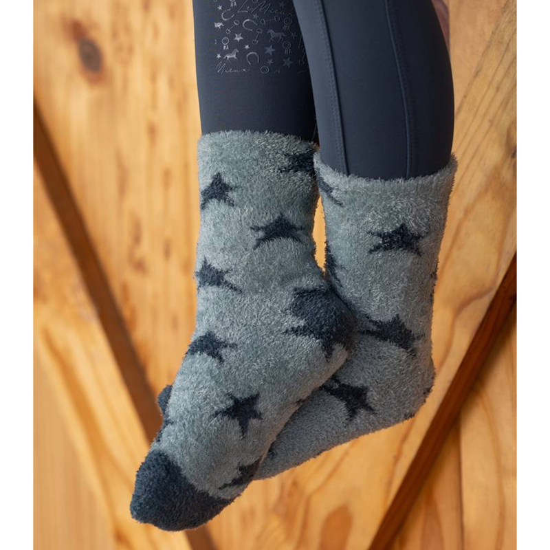 LeMieux Mini Sasha Star Fluffy Socks - Petrol-1