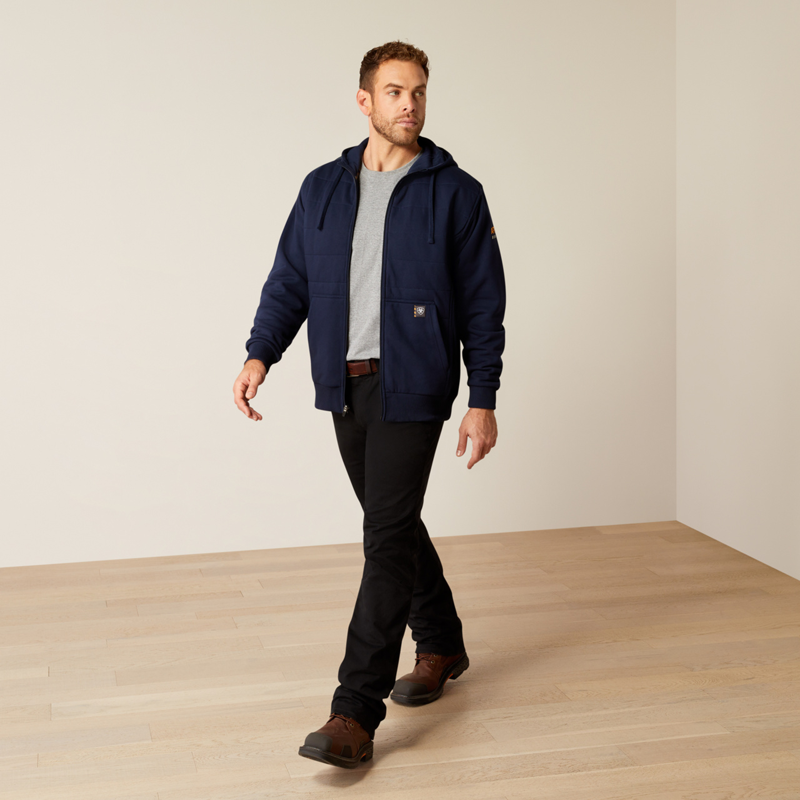 Ariat Men's Rebar All-Weather Insulated Full Zip Hoodie - Navy-4