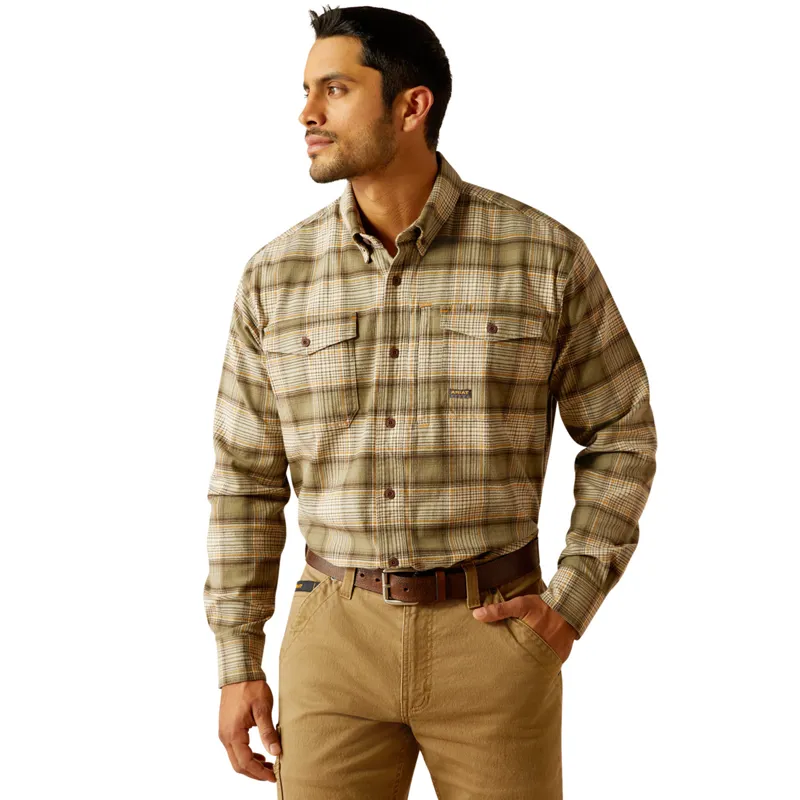 Ariat Men's Rebar Flannel DuraStretch Work Shirt - Deep Lichen