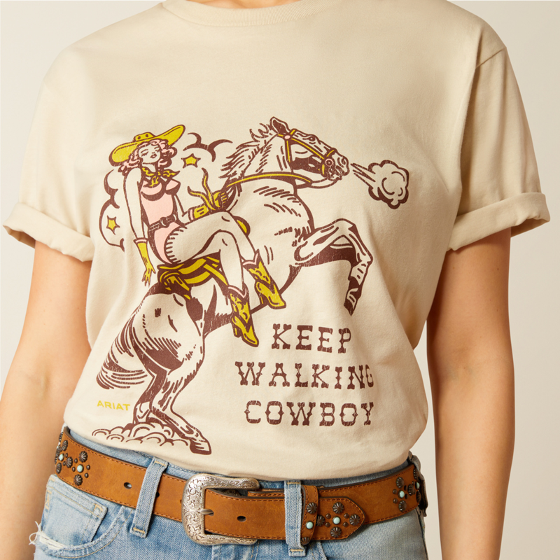 Ariat Women's Ariat Keep Walkin' Cowboy T-Shirt - Natural-2
