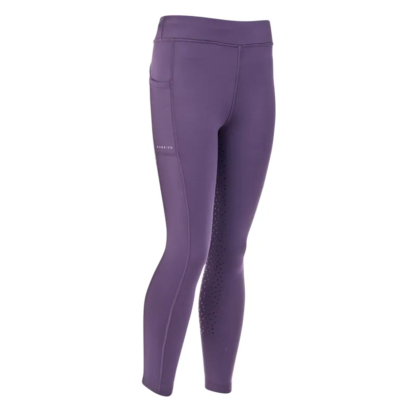 Aubrion Shield Riding Tights - Young Rider - Purple