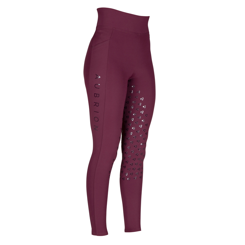 Aubrion Eltar Riding Tights - Young Rider - Black Cherry-1