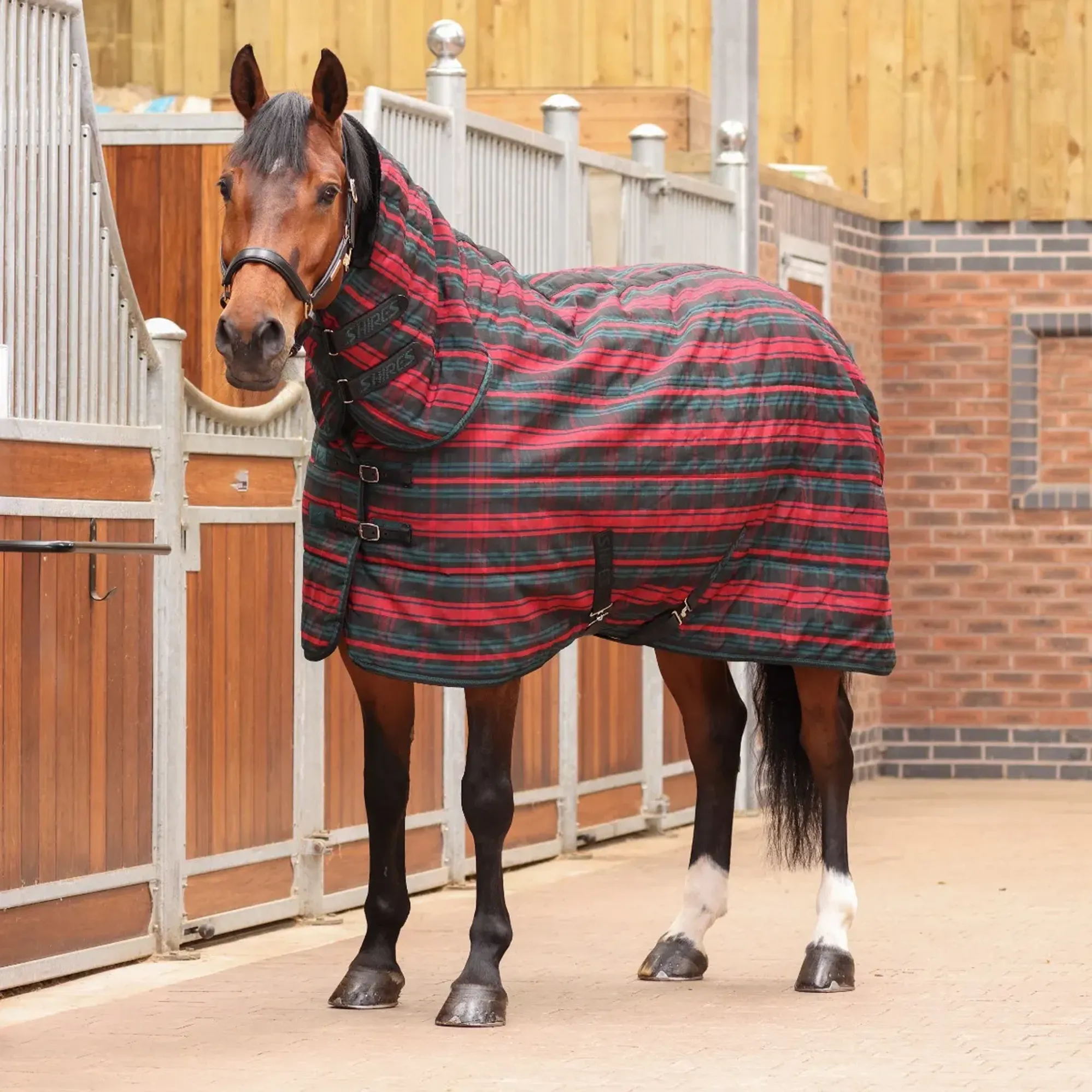 Tarten Rug Red Shires Tempest Plus 200 Stable Combo Rug - Red Tartan