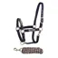 Bitz Soft Handle Two Tone Headcollar And Lead Rope Set - Navy/Taupe