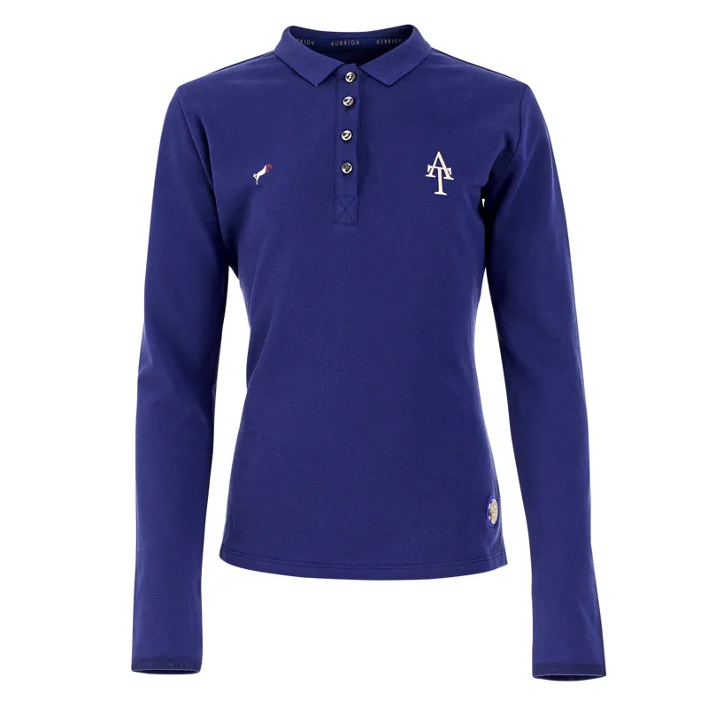 Aubrion Team Long Sleeve Polo - Young Rider - Navy