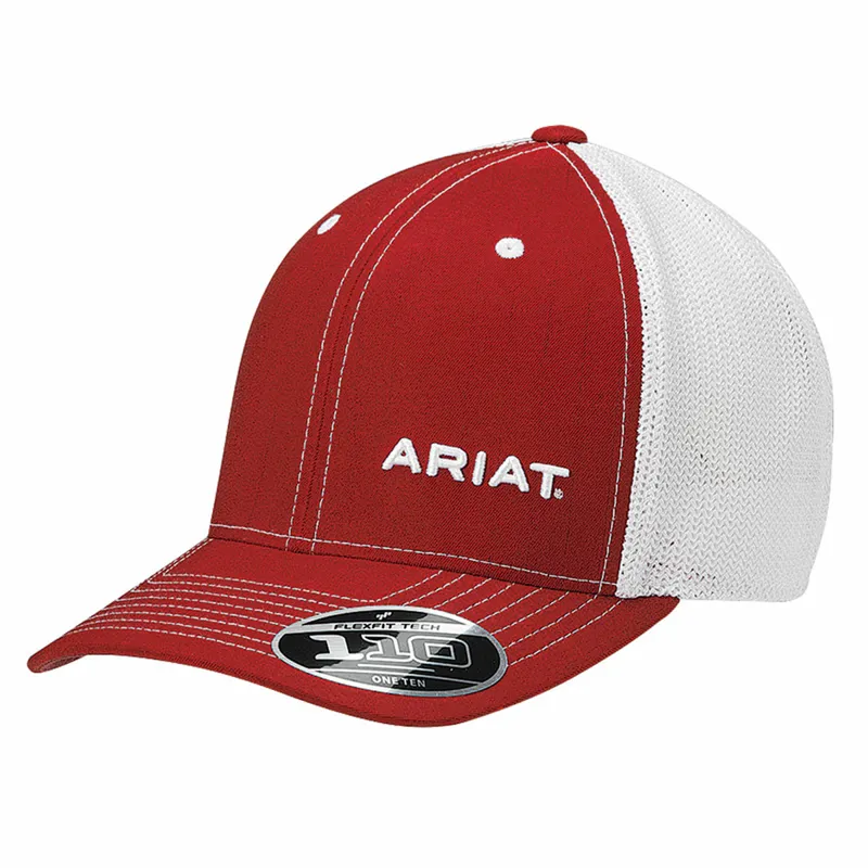 Ariat Men's Flexfit Logo Trucker Cap - Red Pinstripe