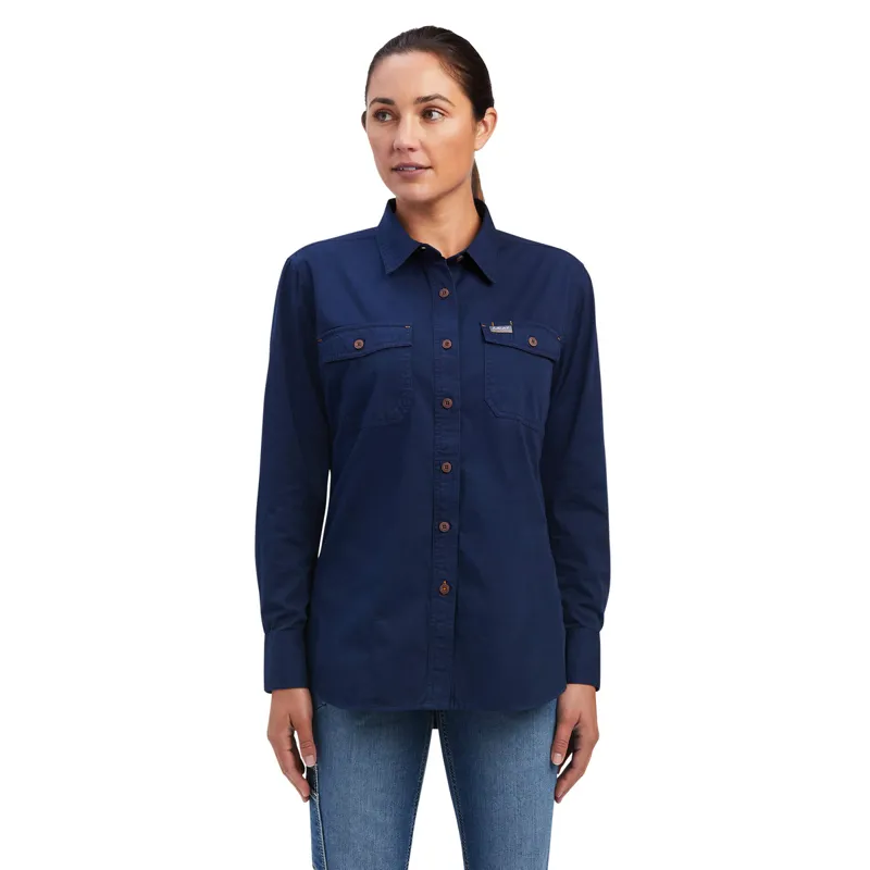 Ariat Women's Rebar Washed Twill  Work Shirt - Navy
