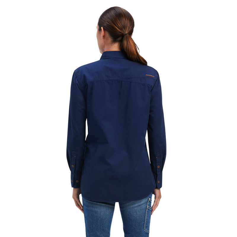 Ariat Women's Rebar Washed Twill  Work Shirt - Navy-1