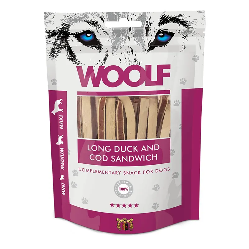 Woolf Long Duck And Cod Sandwich Dog Treats - 100g