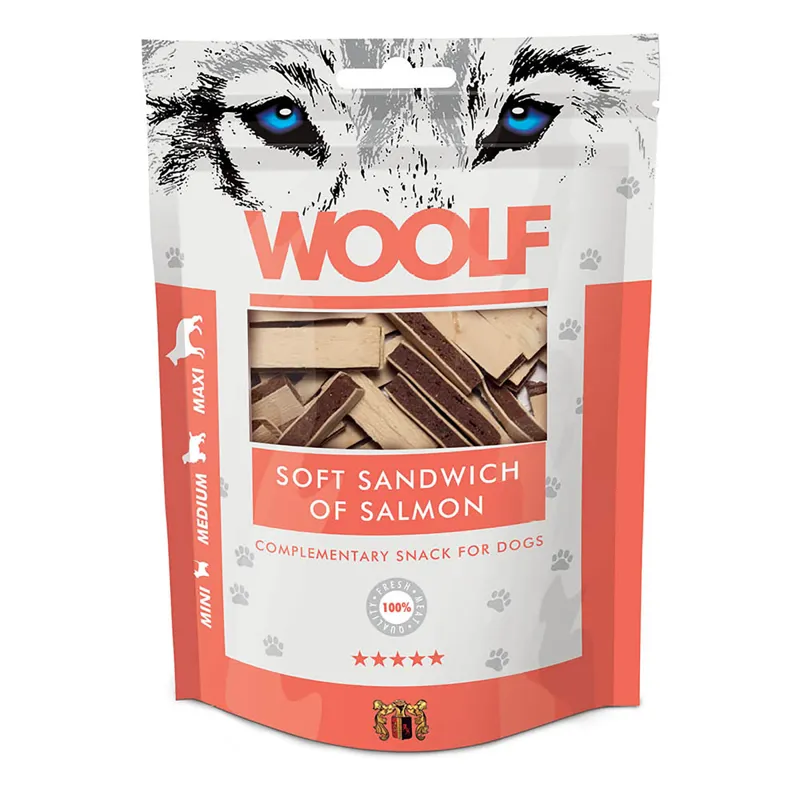 Woolf Soft Sandwich of Salmon Dog Treats - 100g