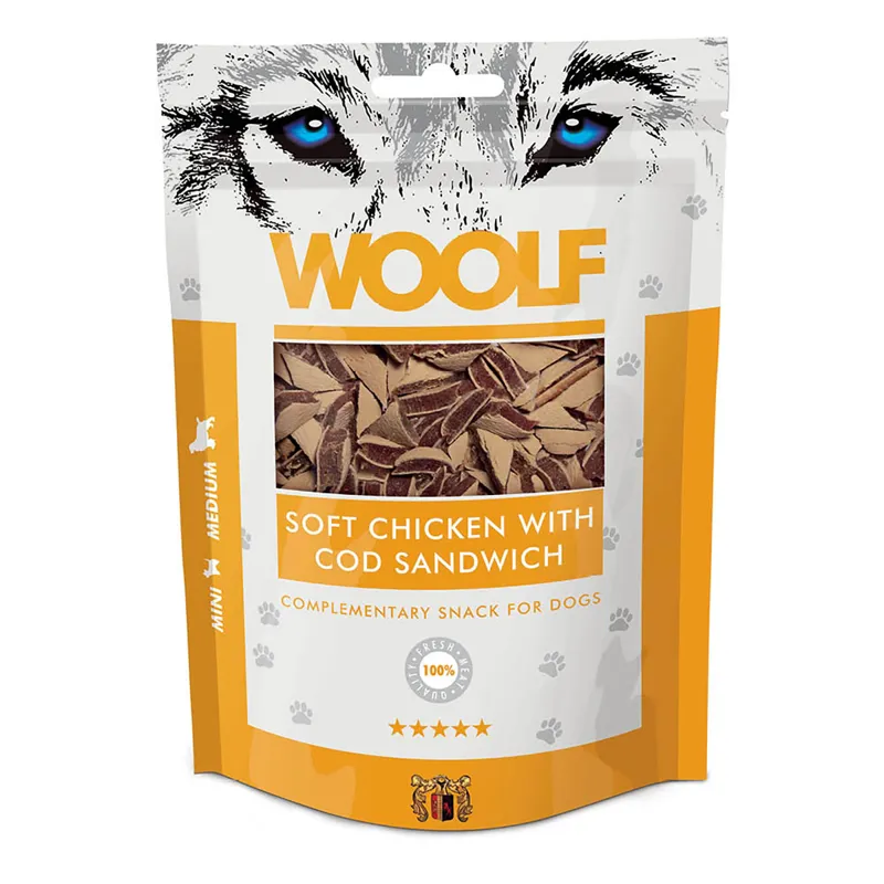 Woolf Soft Chicken with Cod Sandwich Dog Treats - 100g
