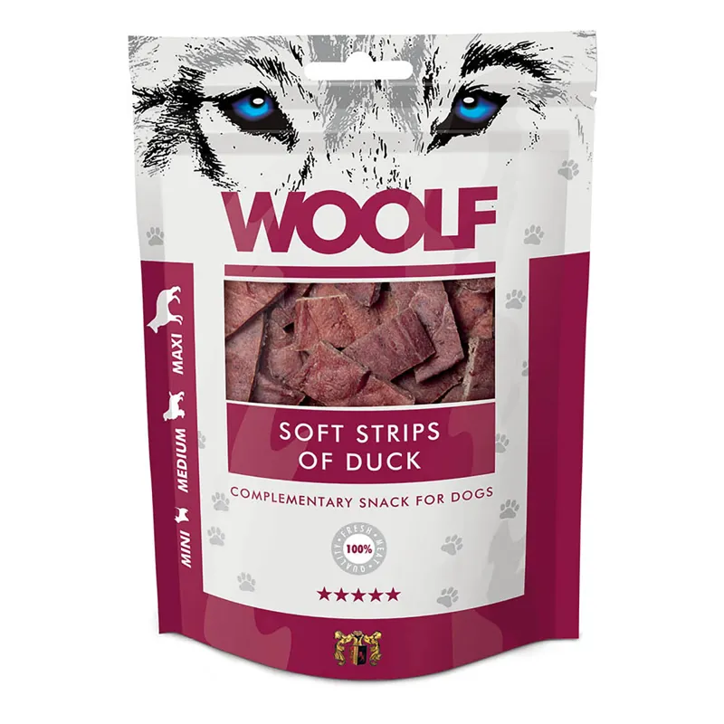 Woolf Soft Strips of Duck Dog Treats - 100g