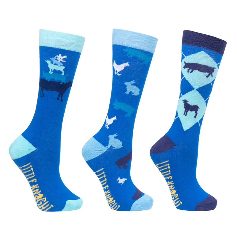 Farm Collection Socks by Little Knight 3 Pack - Child 8-12 - Cobalt Blue/Navy
