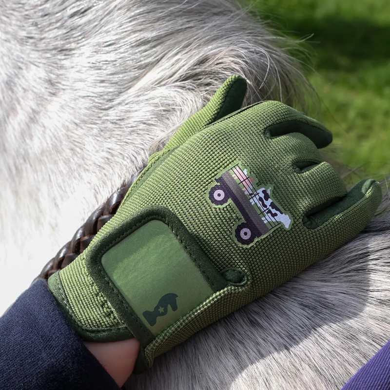 Farm Collection Riding Gloves by Little Knight - Olive Green-2
