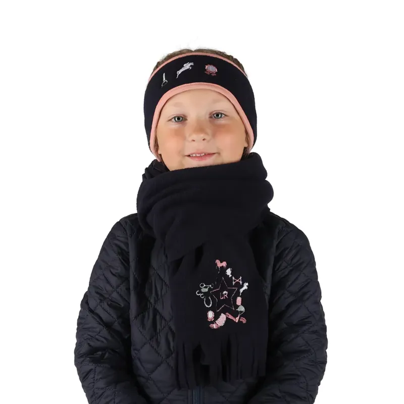 Pony Passion Headband And Scarf Set by Little Rider - Navy/Blush