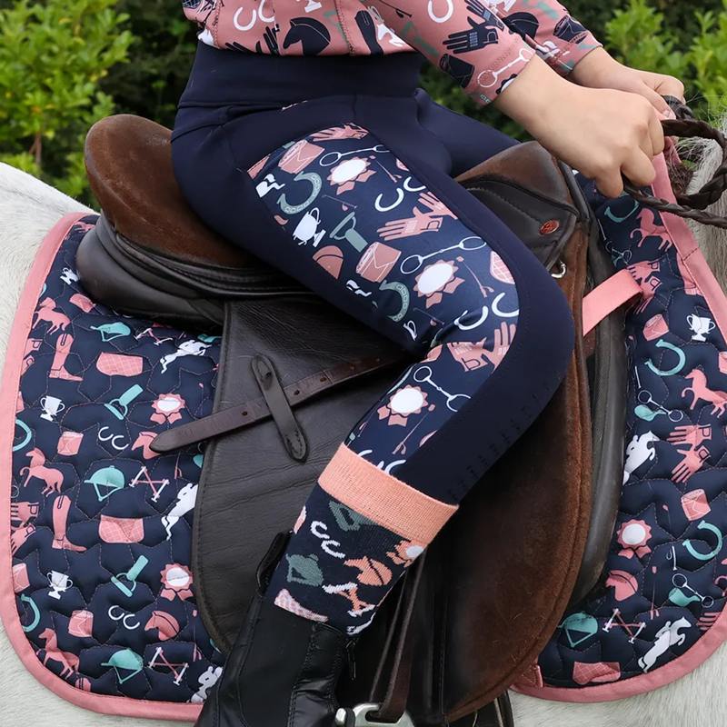 Pony Passion Riding Tights by Little Rider - Navy/Blush-2